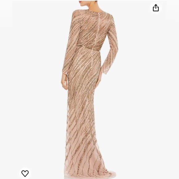 Beaded illusion neck long sleeve gown - Picture 2 of 3